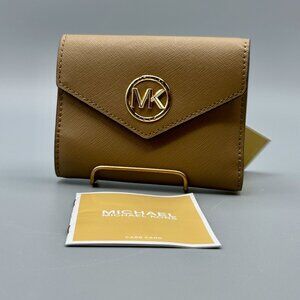 Michael Kors Greenwich Medium Envelope Trifold Wallet Husk Saffiano Leather NWT